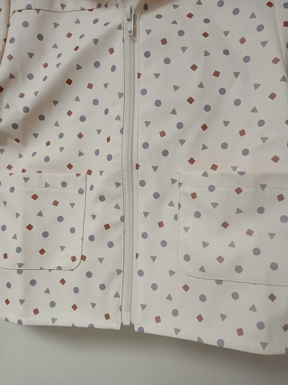 Quincy Mae Cream Rain Jacket with Geo Dot Pattern